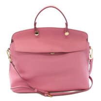希少カラー FURLA パイパードーム M 2WAY ハンドバッグ アイスブルー 