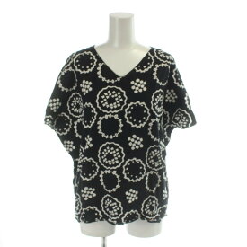【中古】ソウソウ SOU SOU Tシャツ S 黒 ブラック 総柄 Vネック 半袖 /AP レディース 【ベクトル 古着】 260818