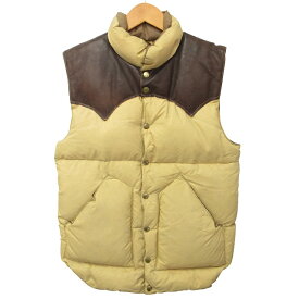 【中古】ロッキー マウンテン フェザーベッド Rocky Mountain FeatherBed オリジナル 70s ヴィンテージ ダウンベスト ジャケット レザーヨーク 切替 黄系 茶 イエロー ブラウン 38 約M 1017 メンズ 【ベクトル 古着】 231026