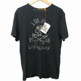 【中古】未使用品 ジョンソンモータース Johnson Motors タグ付 USA製 LOS ANGELES Tシャツ カットソー 半袖 スカル 文字プリント 黒 ブラック S 1109 IBO44 メンズ 【ベクトル 古着】 231109