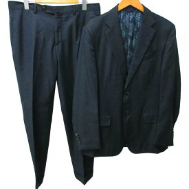 【中古】エトロ ETRO ARTORIA UOMO DAL 1968 シングルスーツ セットアップ ストライプ×ペイズリー 総柄 青×黒 ブルー×ブラック 50 Lサイズ 161-1A908-1087 0315 メンズ 【ベクトル 古着】 240316