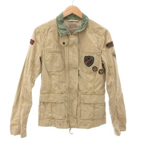 【中古】ナパピリ NAPAPIJRI コットン ミリタリージャケット ブルゾン ワッペン ベージュ /YJ メンズ 【ベクトル 古着】 251213