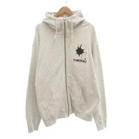 【中古】フラグスタフ FLAGSTUFF パーカー フーディ XL ジップアップ 長袖 ロゴ プリント 白 ホワイト ライトグレー /AE IBO86 メンズ 【ベクトル 古着】 251207