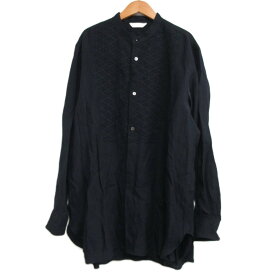 【中古】ASSEMBLANC アッサンブロン ナノユニバース リネン バンドカラーシャツ 長袖 ネイビー 紺 Lサイズ IBO86 メンズ 【ベクトル 古着】 251205