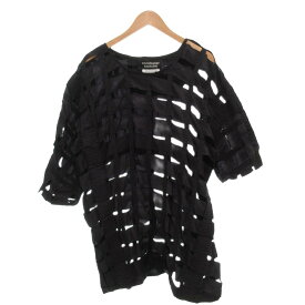 【中古】Christopher RAEBURN 16SS メッシュTシャツ M 黒 ブラック ラウンドネック 七分袖 ひざ丈 /FF レディース 【ベクトル 古着】 260111