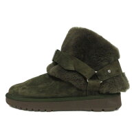 【中古】バーバリー BURBERRY 極美品 Chubby boots チャビー シアリング アンクルリングブーツ 43 緑 グ…