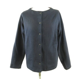 【中古】スリーフィフティースタンダード THREE FIFTY STANDARD ノーカラージャケット 長袖 紺 M *T413 レディース 【ベクトル 古着】 231120
