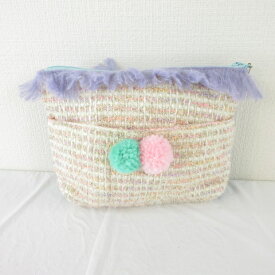 【中古】未使用品 ビトゥン アップル バイ ブロンディ Bitten Apple by blondy ポーチ 小物入れ ツイード オフホワイト 白 紺 紫 *T657 レディース 【ベクトル 古着】 250709