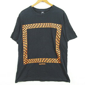 【中古】エルビラ ELVIRA Tシャツ カットソー 半袖 コットン ブラック オレンジ ロゴ プリント kz14263 メンズ 【ベクトル 古着】 260130