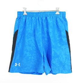 【中古】アンダーアーマー UNDER ARMOUR パンツ ボトムス ショート ハーフ ヒートギア シャドー迷彩 LG ブルー×ブラック スポーツウェア ※EKM メンズ 【ベクトル 古着】 240116