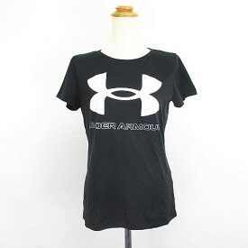 【中古】アンダーアーマー UNDER ARMOUR Tシャツ カットソー 半袖 クルーネック ヒートギア ロゴ MD ブラック スポーツウェア ※EKM レディース 【ベクトル 古着】 240120