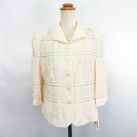 【中古】未使用品 Co-collo ジャケット 七分袖 総柄 シワ加工 シアー バンブー 13ライトベージュ ※EKM レディース 【ベクトル 古着】 250409