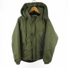 【中古】MONITALY モニタリー 中綿 ジャケット ブルゾン ミリタリー フード脱着可能 カーキ グリーン 38 USA製 アウター メンズ 【ベクトル 古着】 250406