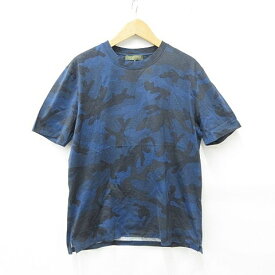 【中古】未使用品 ヴァレンティノ ヴァレンチノ VALENTINO Tシャツ カットソー 半袖 丸首 カモフラ 迷彩柄 綿 ネイビー 紺 XXL メンズ 【ベクトル 古着】 231220