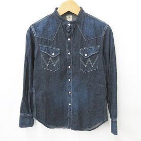 【中古】ラングラー WRANGLER for EDIFICE エディフィス シャツ デニムシャツ 長袖 スタンドカラー 青 ブルー インディゴ S メンズ 【ベクトル 古着】 240523