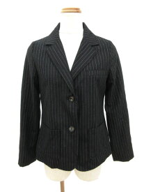 【中古】シンプリシテェ Simplicite ジャケット テーラード シングル ストライプ ウール コットン 黒 ブラック /tt レディース 【ベクトル 古着】 180702 ブランド古着ベクトルプレミアム店
