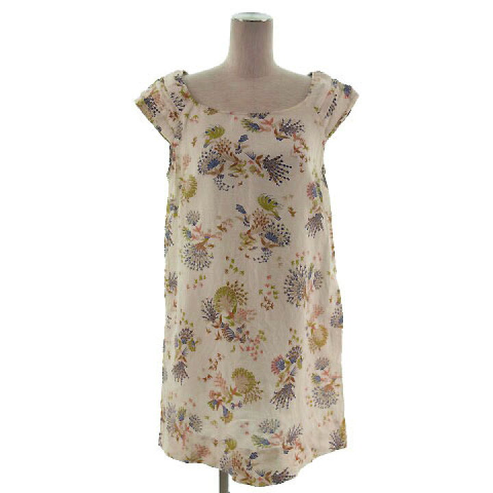 楽天市場 中古 ザラ ベーシック Zara Basic ワンピース ひざ丈 半袖 総柄 リネン混 ベージュ系 マルチカラー M レディース ベクトル 古着 2101 ベクトルプレミアム店 ブランド古着の買取販売ベクトル