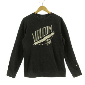 【中古】ボルコム VOLCOM トレーナー スウェット CLASSIC FIT長袖 ロゴプリント 裏起毛 コットン混 グレー M メンズ 【ベクトル 古着】 230130