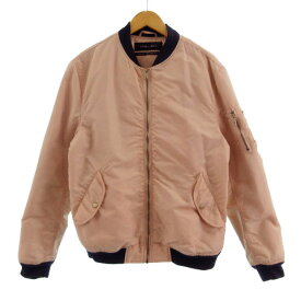 【中古】ザラマン ZARA MAN ジャケット B-15C フライトジャケット 褐色風色 中綿入り ピンクベージュ ネイビー 紺 L メンズ 【ベクトル 古着】 231104