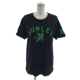 【中古】ハーレー Hurley Tシャツ 半袖 丸首 ロゴプリント コットン ブラック 黒 グリーン 緑 M レディース 【ベクトル 古着】 230620