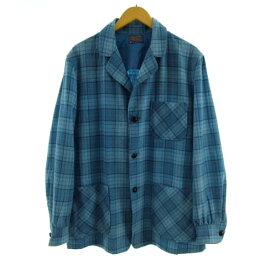 【中古】ペンドルトン PENDLETON ジャケット カバーオール 60年代 ビンテージ PURE VIRGIN WOOL チェック ブルー系 青系 水色 ネイビー 紺 M メンズ 【ベクトル 古着】 230526