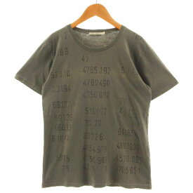 【中古】ヌーディージーンズ nudie jeans Tシャツ 丸首 半袖 レタリング プリント コットン ブラウン系 カーキブラウン XS メンズ 【ベクトル 古着】 231030