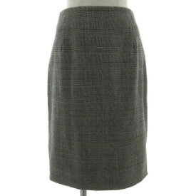 【中古】レコパン LES COPAINS スカート ストレート ミディ丈 グレンチェック 起毛 ウール混 ブラック 黒 オフ白 40 レディース 【ベクトル 古着】 240531