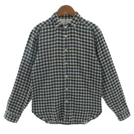 【中古】クオドロ quadro シャツ ボタンダウン 長袖 日本製 コットン ギンガムチェック ブルー系 青系 ベージュ 1 メンズ 【ベクトル 古着】 240917