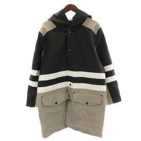 【中古】マルニ MARNI STUTTERHEIM 18SS レインコート レインウェア ロング フード ビニールコーティング S グレージュ 黒 ブラック /YI6 ■OM メンズ 【ベクトル 古着】 230707