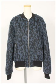 【中古】 リカ RIKA 16AW ISA BOMBER ブルゾン ジャンパー レオパード柄 起毛 ウール S 青 ブルー 449 /yo0516 レディース 【ベクトル 古着】 190517