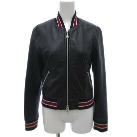 【中古】ラブレス LOVELESS 美品 レザージャケット 羊革 ラムレザー 34 リブカラー ジップアップ 黒 ブラック トリコロールカラー /KB ■ECF007 レディース 【ベクトル 古着】 260706