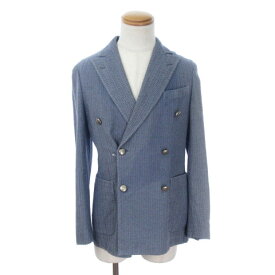 【中古】 ボリオリ BOGLIOLI K.JACKET ジャケット テーラード ダブル ヘリンボーン ウール シルク 44 紺 ネイビー /an0422 メンズ 【ベクトル 古着】 190501