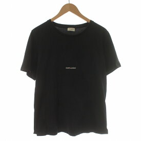 【中古】イヴサンローラン YVES SAINT LAURENT Tシャツ カットソー 半袖 薄手 ロゴ クルーネック XL 黒 ブラック TT08464572 /IR ■GY18 ■OH メンズ 【ベクトル 古着】 231219