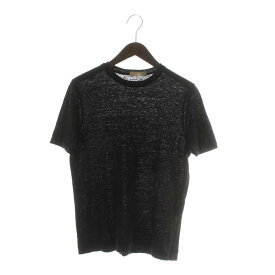 【中古】クルチアーニ cruciani Tシャツ カットソー 麻 リネン 半袖 クルーネック 48 L 黒 ブラック CU13.332 /XZ ■GY19 メンズ 【ベクトル 古着】 240312