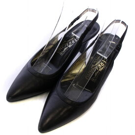 【中古】サルヴァトーレフェラガモ Salvatore Ferragamo パンプス ポインテッドトゥ ハイヒール バックストラップ レザー 5.5 23.0cm 黒 ブラック /AQ ■GY17 レディース 【ベクトル 古着】 240314