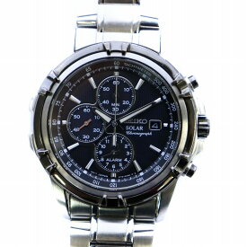 【中古】セイコー SEIKO 海外モデル 腕時計 ソーラー クロノグラフ デイト 黒文字盤 シルバーカラー V172-0AJ0 /AQ ■GY17 メンズ 【ベクトル 古着】 240510