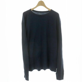 【中古】オールドネイビー OLD NAVY Tシャツ ロンT 長袖 サーマル ワッフル素材 袖リブ Vガゼット L 紺 ネイビー /MP レディース 【ベクトル 古着】 250609