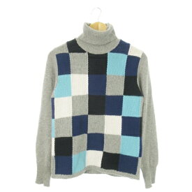 【中古】クルチアーニ cruciani ニット セーター タートルネック 長袖 カシミヤ混 チェック 46 S グレー /AO13 ■GY18 メンズ 【ベクトル 古着】 250717