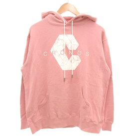【中古】未使用品 クロノス CRONOS タグ付き プルオーバーパーカー スウェット フーディー ロゴプリント 裏毛 S ピンク /GV ■GY12 メンズ 【ベクトル 古着】 250822