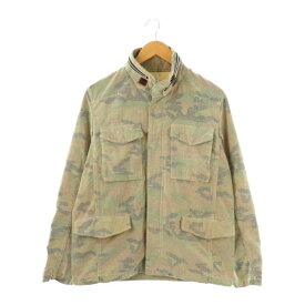 【中古】ウィズ WHIZ WZ-AWG5-J-02 M-65 ミリタリージャケット ブルゾン カモフラ 迷彩柄 コーデュロイ USED加工 L カーキ マルチカラー /ES ■GY18 メンズ 【ベクトル 古着】 250826