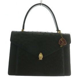 【中古】ノーブランド ハンドバッグ JRA オーストリッチ レザー ゴールド金具 黒 ブラック /XZ ■GY18 レディース 【ベクトル 古着】 250818