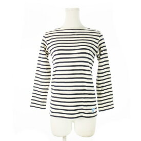 【中古】オーチバル ORCIVAL オーシバル バスクシャツ ボートネック 七分袖 ロゴワッペン ボーダー 1 S 紺 ネイビー /CK39 レディース 【ベクトル 古着】 250930