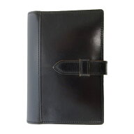 【中古】ガンゾ GANZO システム手帳カバー メモ帳 ブライドルレザー 革 型押しロゴ 黒 ブラック /JS ■GY…