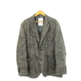 【中古】サルトリア ベリーニ Sartoria Bellini テーラードジャケット ブレザー シングル 背抜き ヘリンボーン 迷彩柄 カモフラ 総柄 大きいサイズ 3L グレー /AH19 ■GY18 メンズ 【ベクトル 古着】 251119