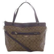 COACH エルゴ シグネチャー トートバッグ カーキ×パープル ergo 楽天 