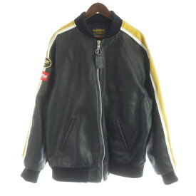 【中古】シュプリーム SUPREME Vanson バンソンコラボ Leathers Perforated Bomber Jacket レザー ボンバージャケット 牛革 レーシング XL 黒 ブラック /MW ■GY18 メンズ 【ベクトル 古着】 260220