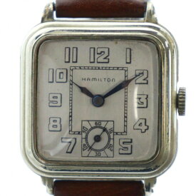 【中古】ハミルトン HAMILTON 腕時計 ウォッチ スモセコ 手巻き ロゴ スクエア レザーベルト ベルト社外品 シルバー色 /XZ メンズ 【ベクトル 古着】 251204