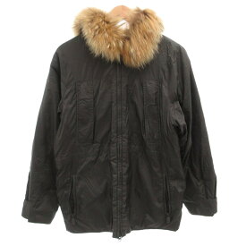 【中古】アスペジ ASPESI 中綿コート フード ジップアップ フォックスファー ひざ丈 M カーキ /FF メンズ 【ベクトル 古着】 260518