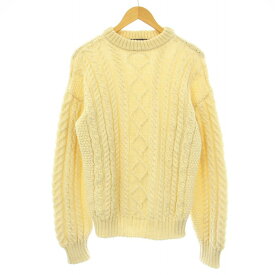 【中古】ガンジーウーレンズ GUERNSEY WOOLLENS ニット セーター フィッシャーマン ケーブル クルーネック ウール M アイボリー /KU メンズ 【ベクトル 古着】 250123