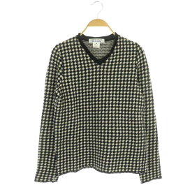 【中古】コムデギャルソンコムデギャルソン COMME des GARCONS COMME des GARCONS コムコム ニット セーター 長袖 千鳥格子 イタリア製 ウール XS 黒 ブラック オフホワイト /HK ■GY09 レディース 【ベクトル 古着】 230322